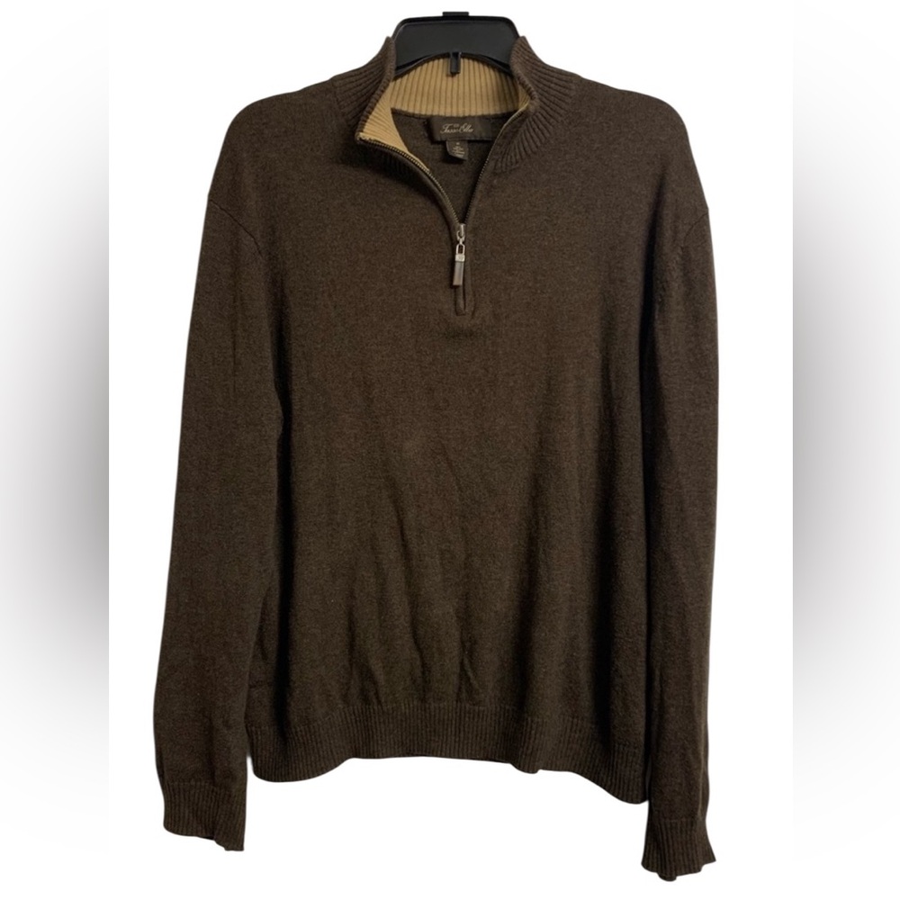 Tasso Elba M Cashmere Cotton Winter Pullover Sweater‎ Brown